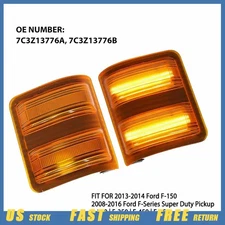 Fit Ford F350 F250 F450 F550 Amber Lens Full LED Side Mirror Marker Signal Light