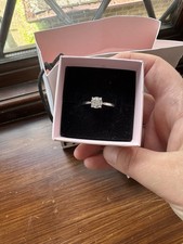 Pandora 925 Sterling Silver CZ Solitaire Engagement Ring Size 56