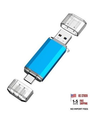 USB C Flash Drive 2 in 1 OTG USB 3.0/Type C Thumb Drive Dual Drive 128GB Blue