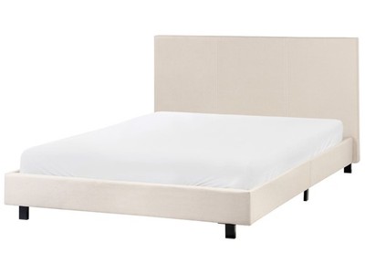 Modernes Polsterbett beige mit Lattenrost 140x200 cm Stoffbett Bettgestell Albi