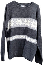 Benetton USA sweater men's 90s gray snowflake pattern wool blend size M