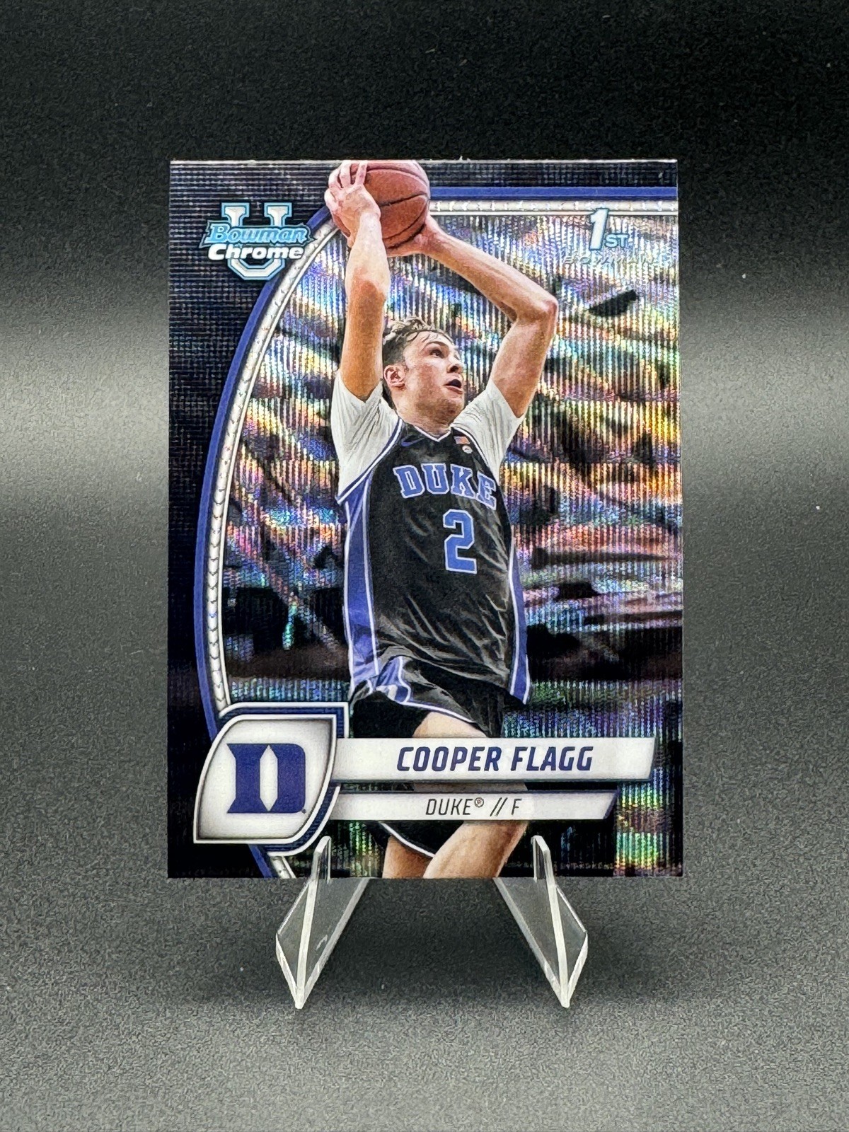 Cooper Flagg 2024-25 Bowman University Chrome #16 Black Wave Refractor (RC)