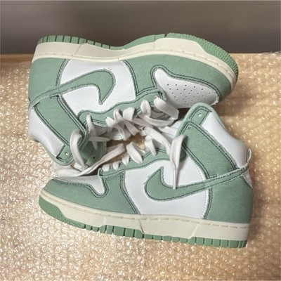 Nike Dunk High Green White Lace Up Rubber Athletic Sneaker High Top size 6