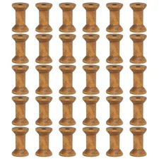 30Pcs Wooden Empty Spools Unfinished Wood Thread Bobbins 2"x1.2" Brown