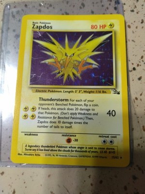 ZAPDOS Unlimited Fossil Corner Holo Misprint Error 15/62 Holo Rare Pokemon