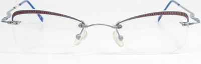 Optic Meyer Italian Design 4306 Silver Blue Half Rim Eyeglasses 50-19-140 NOS