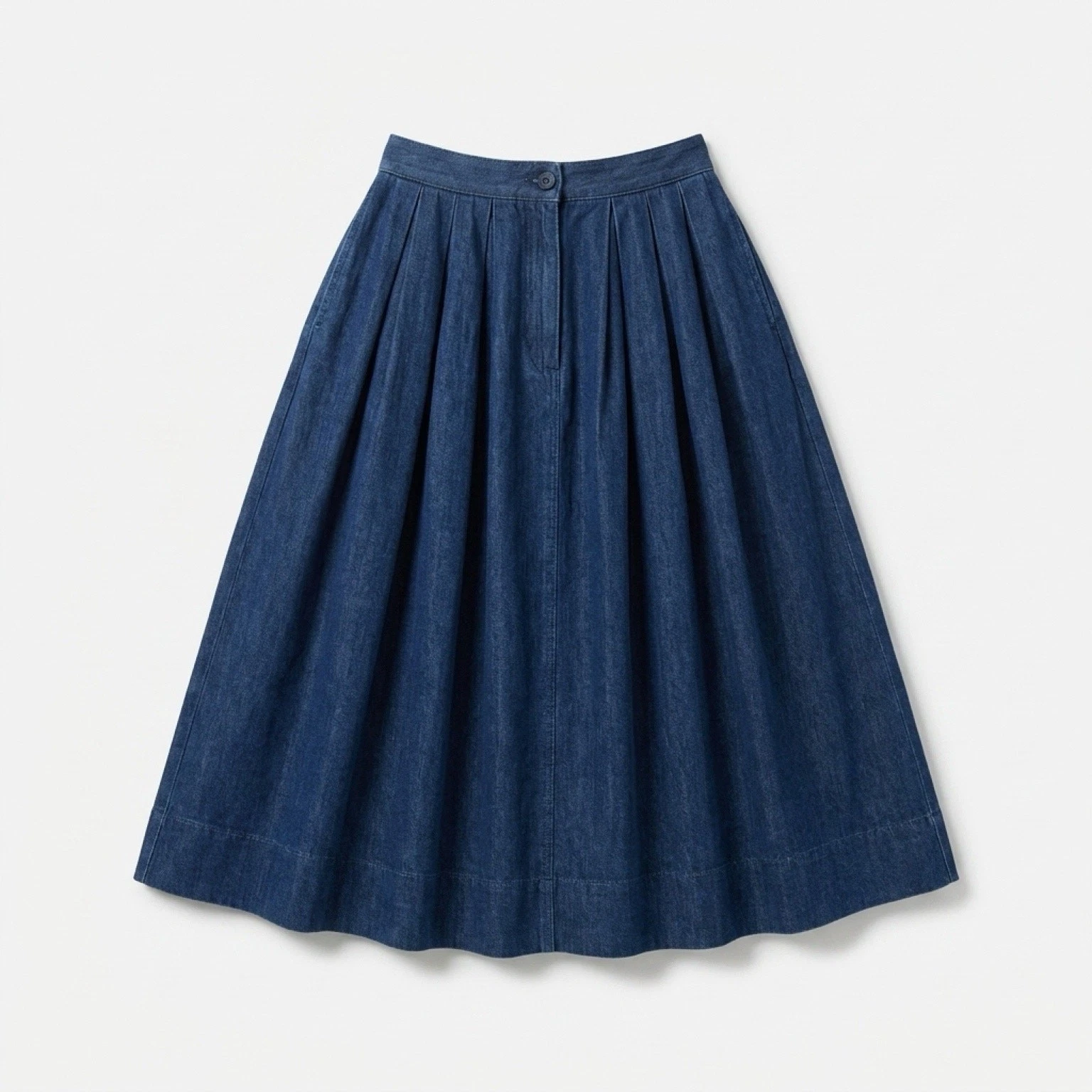 Vintage 1990s Cotton blend pleated Jim Heilman maxi skirt, navy blue Size 6