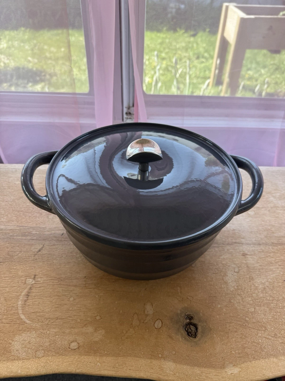 Dash of That Gray Enameled 6 Qt. Cast Iron Dutch Oven Pot Stew Soup