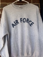 Vintage 90s US Air Force Sweatshirt Crewneck Spell Out Military Gray Size M