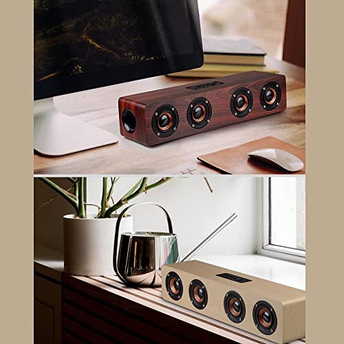 GENERIC W8 WOODEN WIRELESS HEAVY BASS SPEAKER SUBWOOFER SOUNDBAR -RED