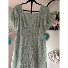 Promesa Sage Green Lace Midi Dress Size Small Romantic Cottagecore Tie Back