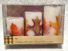 Pier 1 Imports LED Candle Set of 3 4" 5" 6" Fall Autumn Leaves 6hr Timer NIB