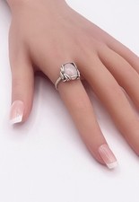 Vintage Artisan 925 Sterling Silver Wire Wrapped Rose Quartz Ring Size 6.5