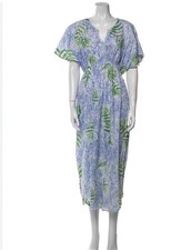 Oscar De La Renta Long Dress Short Sleeves With V-Neck.Oversized M