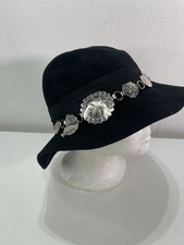 Vtg Arlin 100 Wool Women's Concho Hat Western Festival Whimsical USA Made Black