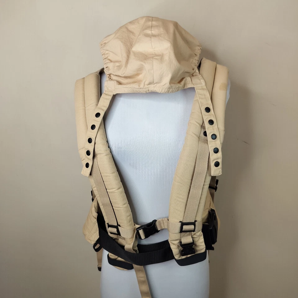 Ergo 婴儿有机棉婴儿背带带帽米色棉 — 第 4/4 张图片