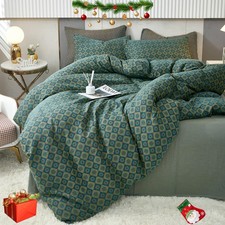 VM VOUGEMARKET Linen Cotton Duvet Cover Queen,3 Pcs Yarn-Dyed Textured Duvet ...