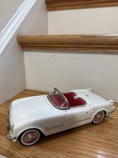 1953 White Corvette Convertible Tin Toy Made in Japan Friction Drive
