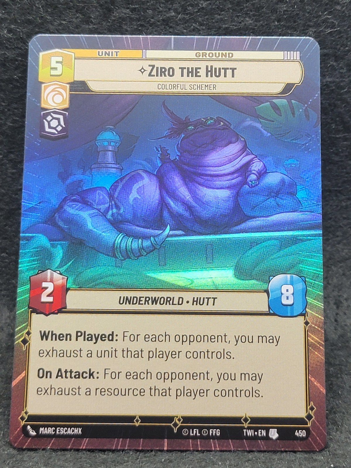 Star Wars Unlimited TotR Foil Hyperspace Card TWI450 Ziro the Hutt b6F