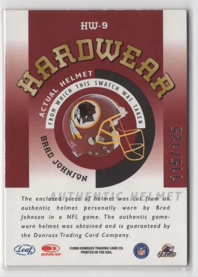 2000 LEAF QUANTUM JERSEY BRAD JOHNSON /125 - Image 2 of 2