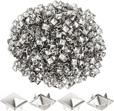 1000 Pcs 10Mm Silver Studs for Clothing Four-Jaw Square Punk Spikes Pyramid Stud
