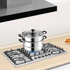 5 Burners Gas Stove Stainless Steel NG Cook-top for Home/Commercial Kitchens