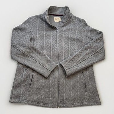 Boston Traders Women s Sz. Lg. Gray Full Zip Fleece Lined Pockets Sweater Jacket