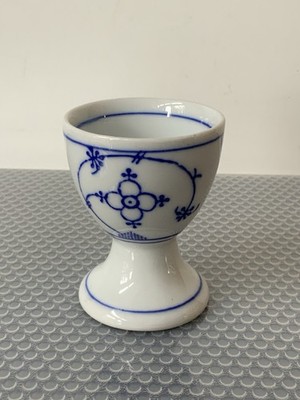 Oscar Schaller Porzellan Eierbecher Strohblume Indisch Blau Antik 20er 30er Jahr