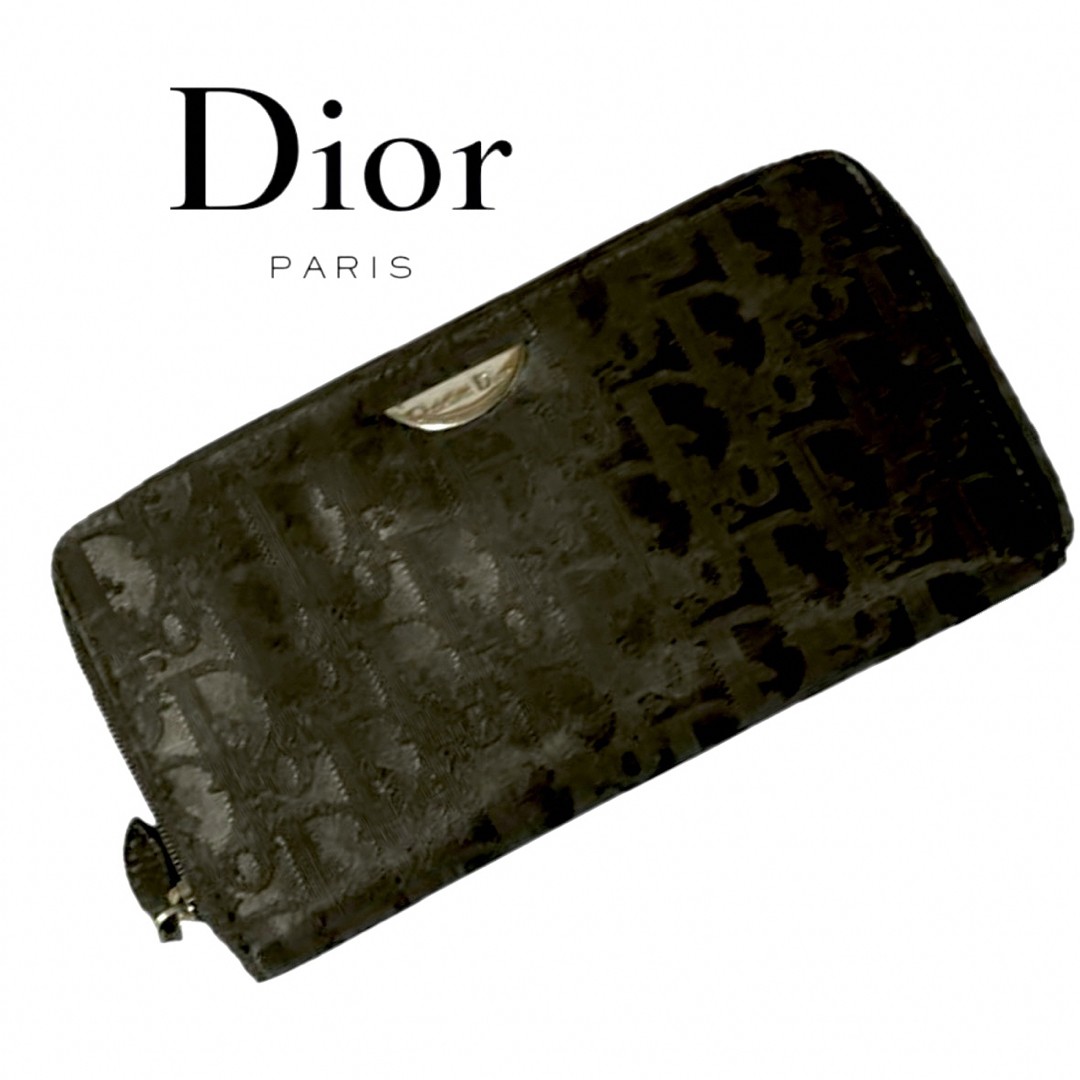 Dior Oblik Round zipper long wallet Black x Silver hardware