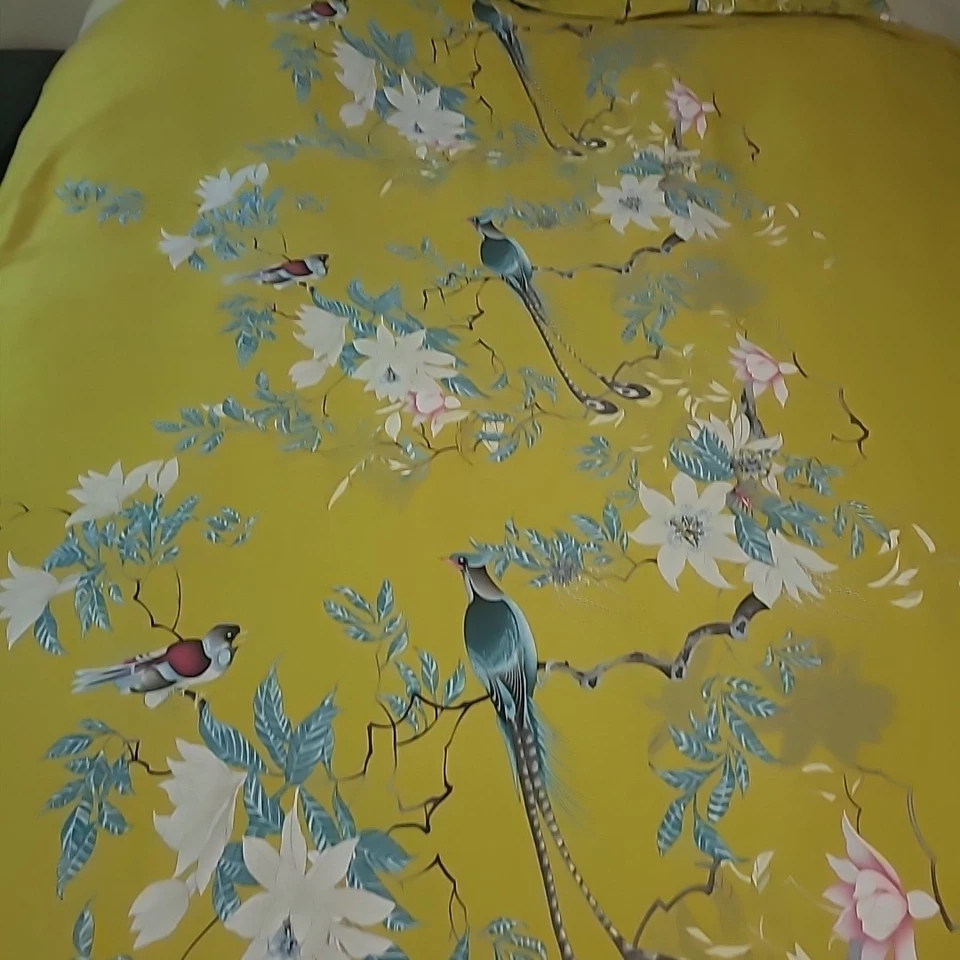 Funda nórdica estilo vintage botánica floral y pájaro reina 2 fundas de almohada algodón Foto 3 de 4