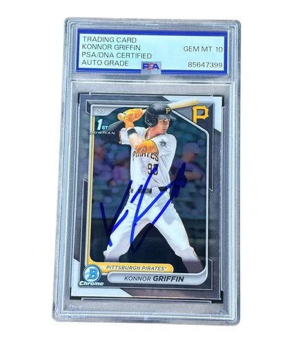 Konnor Griffin Signed Card 1st Bowman Chrome Auto Pittsburg Pirates PSA 10