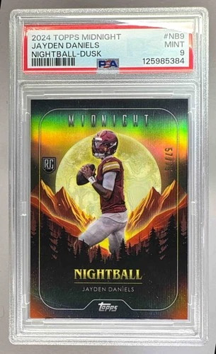 125985384 Jayden Daniels 2024 Topps Midnight #NB-9 Dusk Nightball RC /75 PSA 9