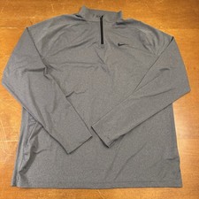 Nike Sweater Mens Large Gray Long Sleeve Pullover Golf 1/4 Zip Dri Fit Active