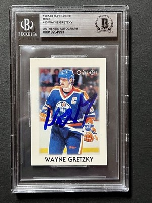 1987-88 O-Pee-Chee Minis #13 Wayne Gretzky Signed Auto BAS Authentic Oilers