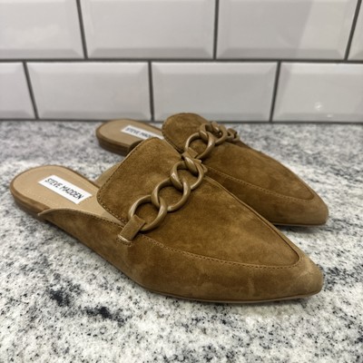 Steve Madden Fleur Camel Suede Pointed Toe Mules Size 8.5 Women Slides Shoes