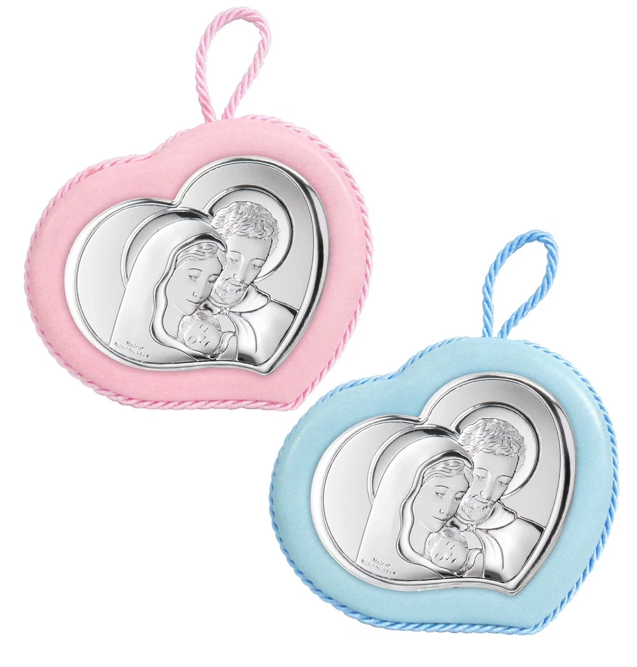 Medallón Cuna Valenti Corazón Azul O Rosa Maternidad Virgen Plata Con Melodía - Image 1 of 1