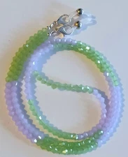 EYEGLASS CHAIN 27" JADE GREEN & PINK Beaded Holder Strap Reading Glasses iCandy