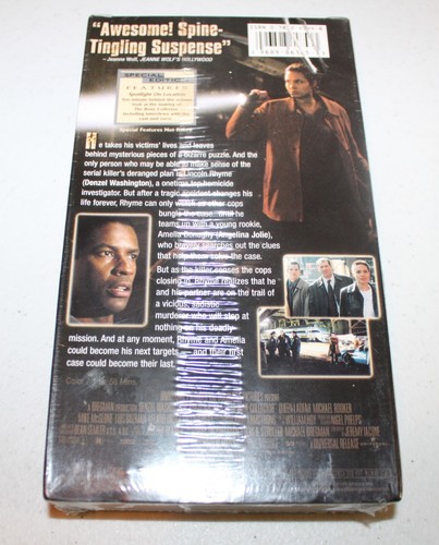 The Bone Collector (New Sealed VHS, 2000, Special Edition) Denzel Washington - Picture 2 of 2