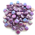 Pearlized Magenta Purple 8 mm Round Glass Mosaic Tiles - 4 mm thick - 50 Tiles
