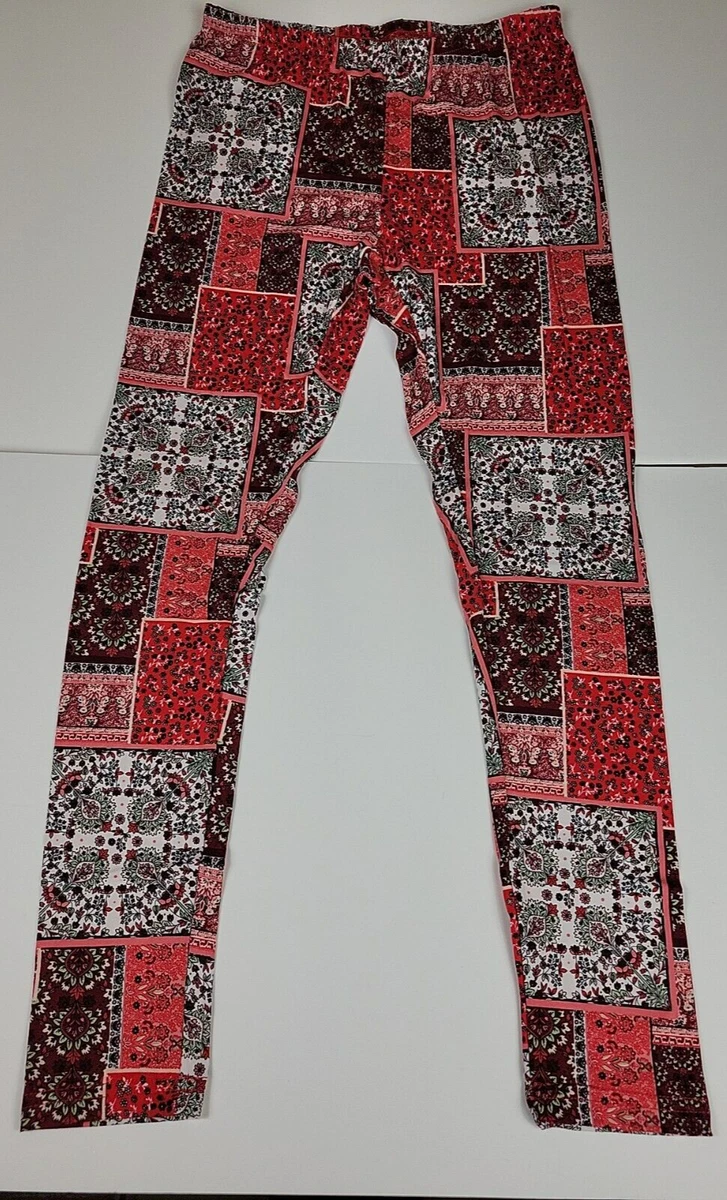 Bobbie Brooks Red White Black Bandana Patch Work Day Leggings Size 2XL  (20/22)