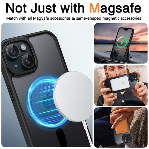 Custodia per iPhone 15 6,1" MagSafe antiurto magnetica robusta opaca cover telefono - Foto 2 di 8