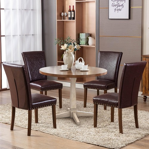 A420darkbrownl Leather Dining Chairs Set Of 2 Ldarkbrown - Picture 9 of 9