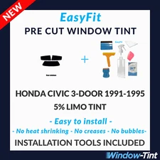 EasyFit Static Pre Cut Tint & Tools For Honda Civic 3-door 91-95 - 5% Limo Rear