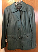 Centigrade Genuine Leather Jacket Womens Size S Hunter Green Button Up