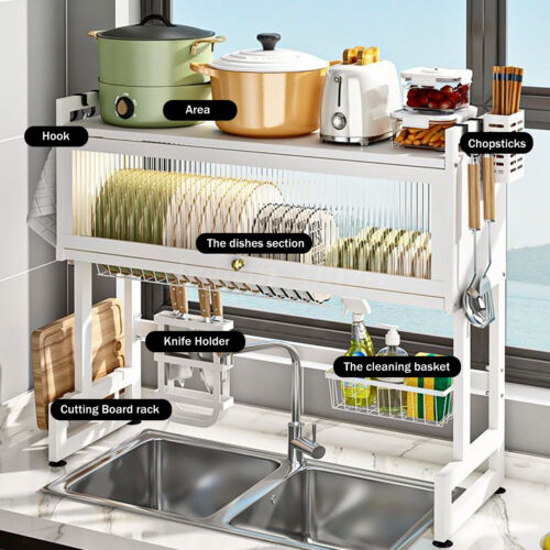Kitchen Storage Rack Stainless Steel Kitchen 2 Tier Dish Drying Rack Dishwasher