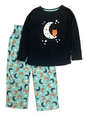 Cat  Jack Girls Green Polka Dot Moon Stars Sleep Set Pajamas