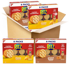 Peanut Butter and Cheese Sandwich Crackers Variety Pack, Lunch Snacks, 32 Snack