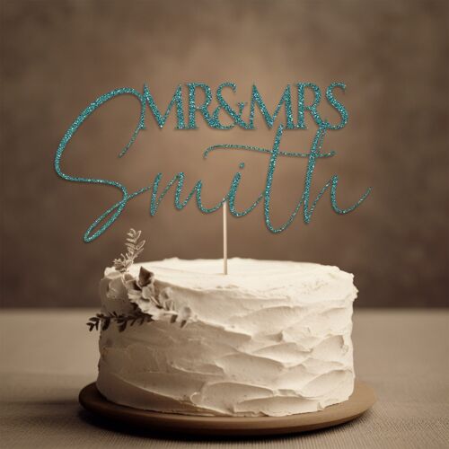 Ghirlanda Rustica Personalizzata Mr Mrs Anniversario Matrimonio Specchio Glitter Cake Topper - Foto 8 di 16