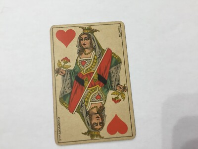  POKER PLAYING CARD BROTHERS ARMANINO QUEEN OF FLOWERS 1886 GENOA