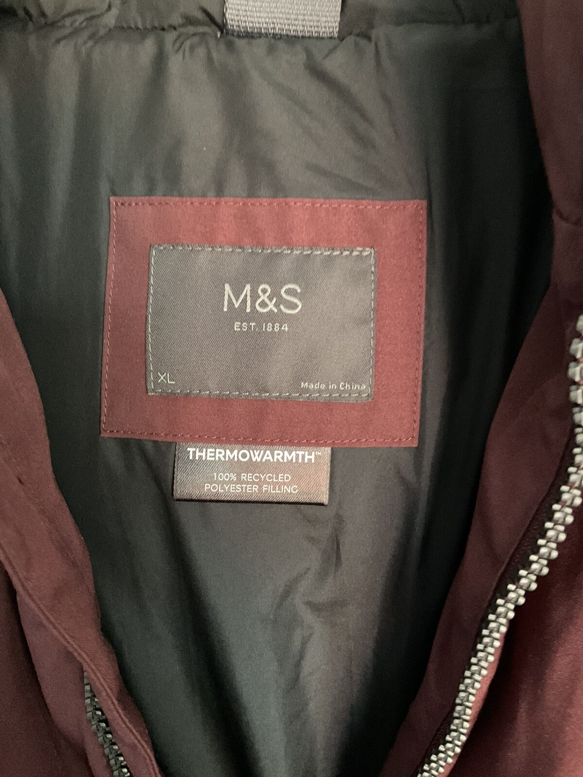 M&S Mens burgundy thick thermowarmth coat xl eBay